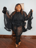 Oversized Sheer High-low Exaggerated Top