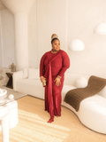 Long Sleeve Maroon Layered Dress