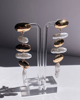 Gold and pearl statement drop earrings