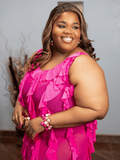 Pink Ruffle Sheer Dress