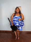Blue Tie Die Ruffle Dress