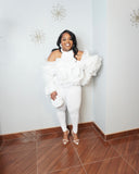 Plus size white luxury fashion top