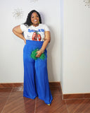 Close view of plus size graphic t-shirt with colorful chili pepper design