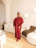 Long Sleeve Maroon Layered Dress