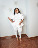Plus size structured peplum statement top