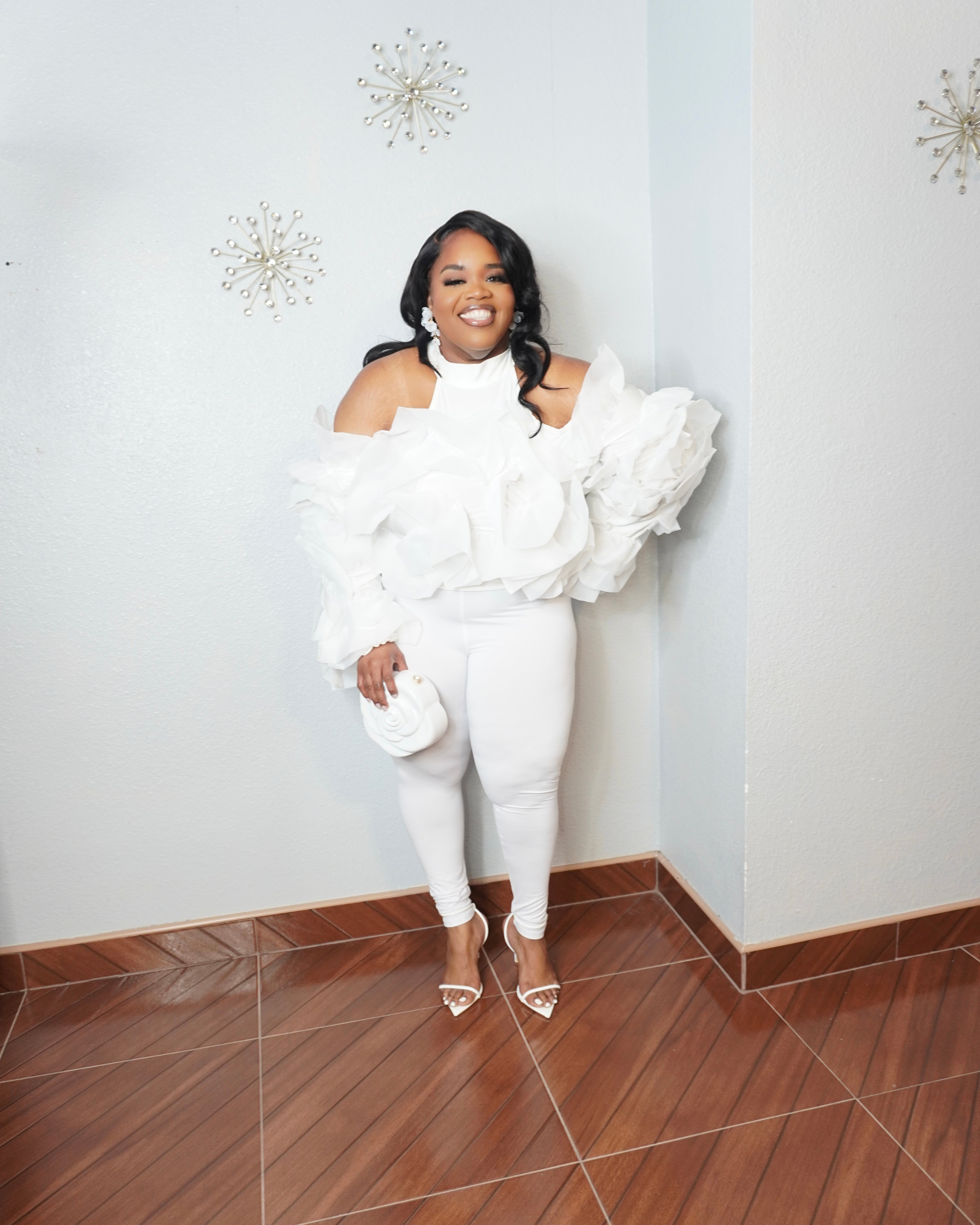 Plus size white luxury fashion top