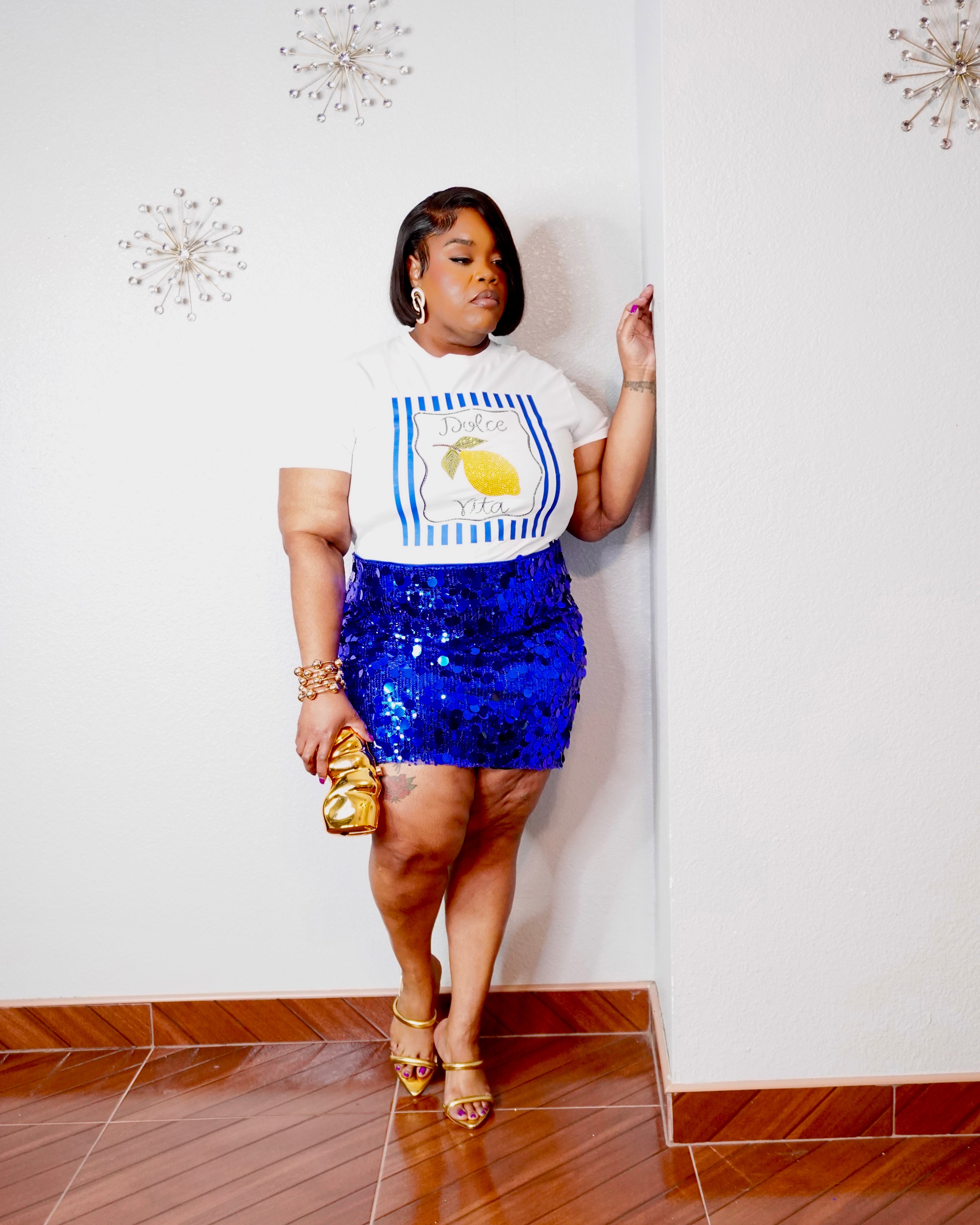 Stretch sequin skirt for curvy women