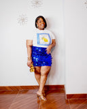Royal blue glitter party skirt plus size fashion