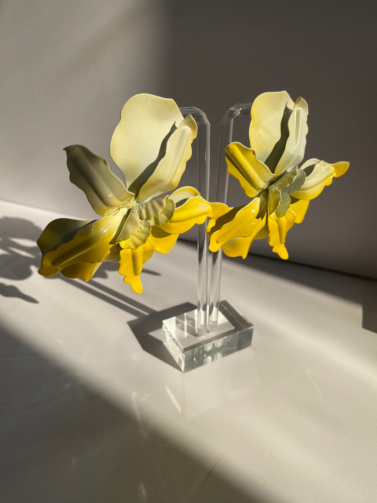 Large Yellow Ombre Flower Earrings