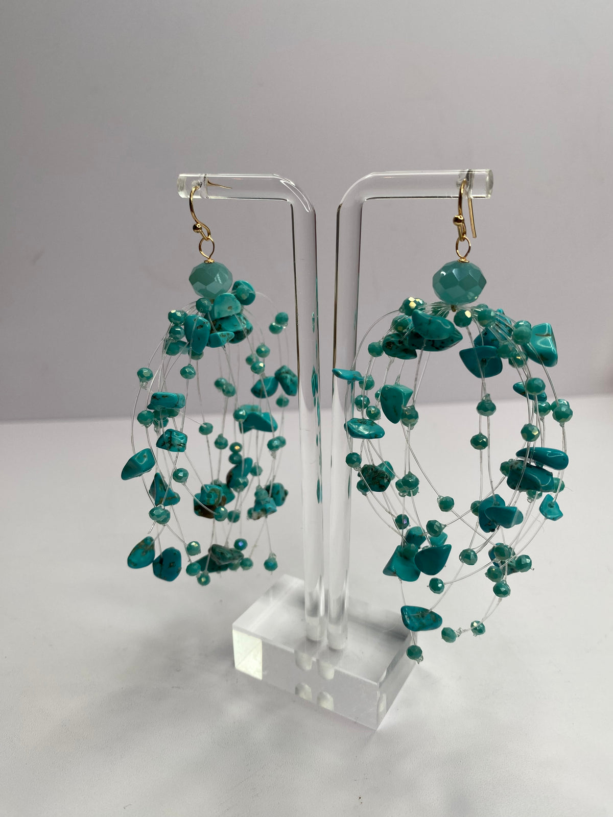 Teal String Earrings